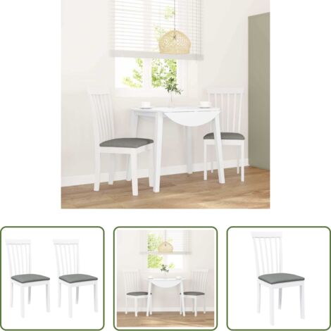 vidaXL Sedie in legno -  Sedie da Pranzo con Cuscini 2 pz Bianco Legno Massello di Hevea