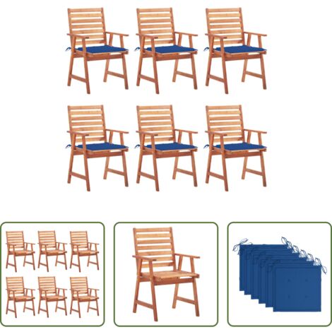 vidaXL Sedie in legno -  Sedie da Pranzo da Esterni con Cuscini 6 pz Massello di Acacia