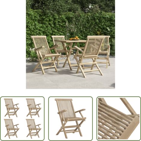 vidaXL Sedie in legno -  Sedie Giardino Pieghevoli 4pz Grigie 56x61x89 cm Massello Teak