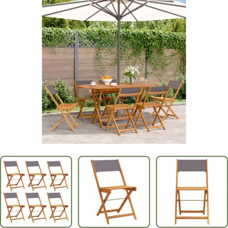 vidaXL Sedie in legno -  Sedie Giardino Pieghevoli 6pz Antracite Tessuto Legno Massello