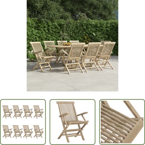 vidaXL Sedie in legno -  Sedie Giardino Pieghevoli 8pz Grigie 56x61x89 cm Massello Teak