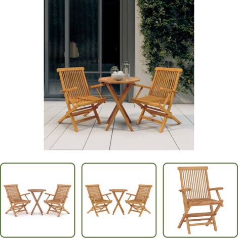 vidaXL Sedie in legno - Set da Pranzo per Giardino 3 pz in Legno Massello di Teak