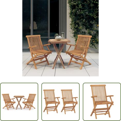 vidaXL Sedie in legno - Set da Pranzo per Giardino 3 pz in Legno Massello di Teak