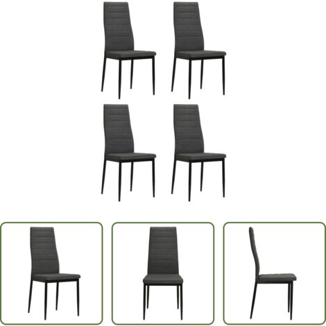 vidaXL Sedie in metallo -  Sedie da Pranzo 4 pz Grigie Legno Massello di Hevea e Tessuto