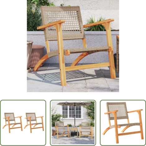vidaXL Sedie in rattan -  Sedie da Giardino 2pz Beige in Polyrattan e Legno di Acacia