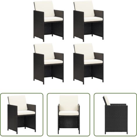 vidaXL Sedie in rattan -  Sedie da Giardino 4 pz in Polyrattan Nero