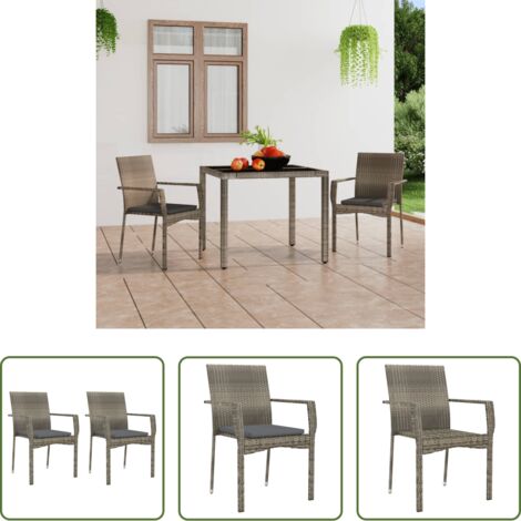 vidaXL Sedie in rattan -  Sedie da Giardino con Cuscini 2 pz in Polyrattan Grigie