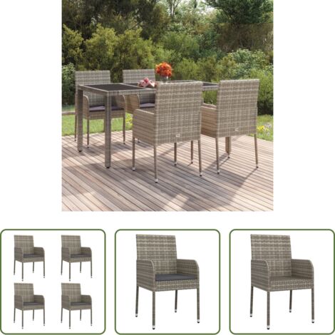 vidaXL Sedie in rattan -  Sedie da Giardino con Cuscini 4 pz in Polyrattan Grigie