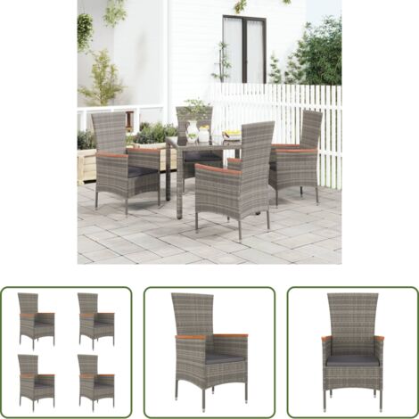 vidaXL Sedie in rattan -  Sedie da Giardino con Cuscini 4 pz in Polyrattan Grigie