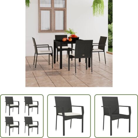 vidaXL Sedie in rattan -  Sedie da Giardino con Cuscini 4 pz in Polyrattan Nere