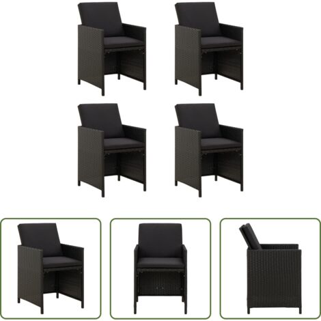 vidaXL Sedie in rattan -  Sedie da Giardino con Cuscini 4 pz in Polyrattan Nere