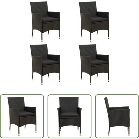vidaXL Sedie in rattan -  Sedie da Giardino con Cuscini 4 pz in Polyrattan Nere