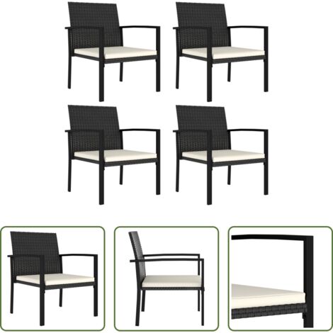 vidaXL Sedie in rattan -  Sedie da Pranzo per Giardino 4 pz in Polyrattan Nero