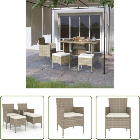 vidaXL Sedie in rattan -  Set Sedie da Giardino con Poggiapiedi 4 pz in Polyrattan Beige