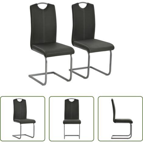vidaXL Sedie in similpelle -  Sedie da Pranzo a Sbalzo 2 pz Grigie in Similpelle
