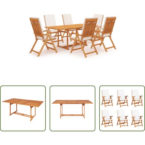 vidaXL Sedie in teak -  Set da Pranzo da Giardino 7 pz con Cuscini Legno di Teak