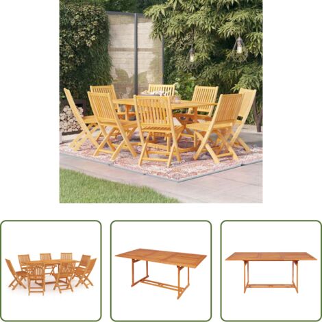 vidaXL Sedie in teak -  Set da Pranzo da Giardino 9 pz in Legno Massello di Teak