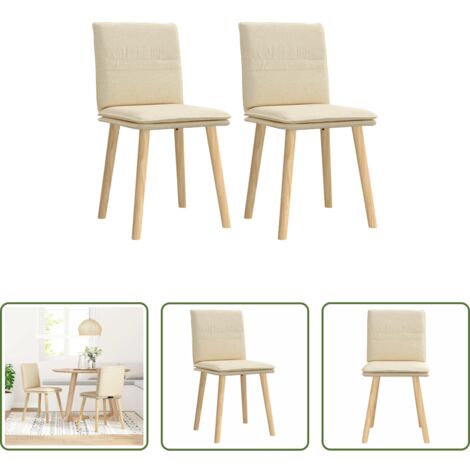 vidaXL Sedie in tessuto -  Sedie da Pranzo 2 pz Crema in Tessuto