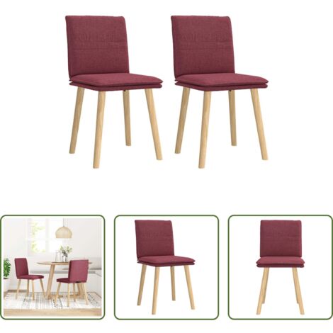 vidaXL Sedie in tessuto -  Sedie da Pranzo 2 pz Rosso Vino in Tessuto