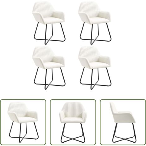vidaXL Sedie in tessuto -  Sedie da Pranzo 4 pz Crema in Tessuto