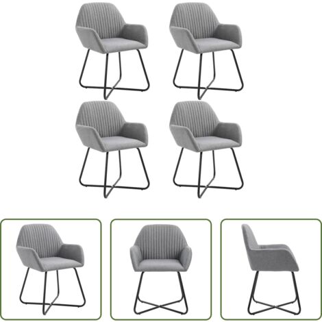 vidaXL Sedie in tessuto -  Sedie da Pranzo 4 pz Grigio Chiaro in Tessuto