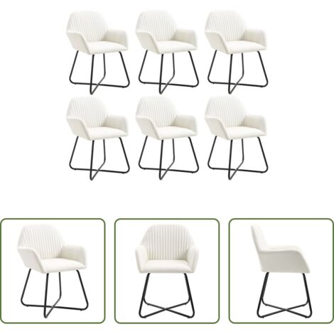 vidaXL Sedie in tessuto -  Sedie da Pranzo 6 pz Crema in Tessuto