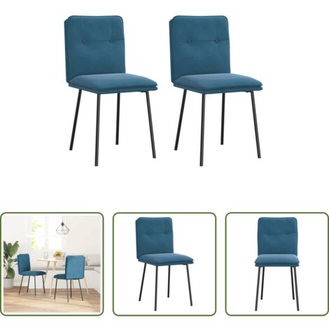 vidaXL Sedie in velluto -  Sedie da Pranzo 2 pz Blu in Velluto