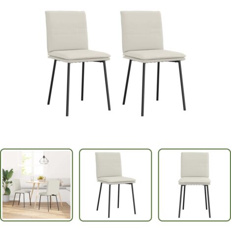 vidaXL Sedie in velluto -  Sedie da Pranzo 2 pz Crema in Velluto