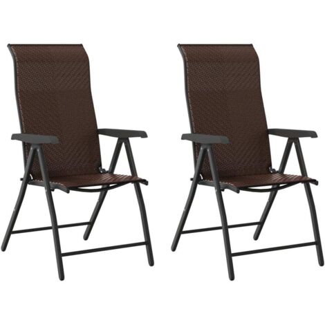 vidaXL Sedie Pieghevoli da Giardino 2 pz Marroni in Polyrattan