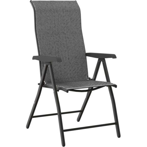 vidaXL Sedie Pieghevoli da Giardino 4 pz Grigie in Polyrattan
