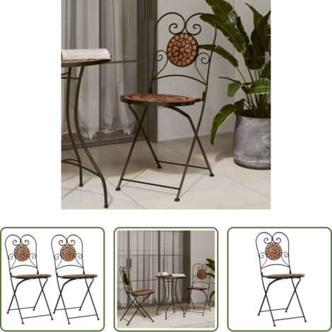 vidaXL Sedie pieghevoli -  Sedie da Bistrò Pieghevoli 2 pz Terracotta in Ceramica