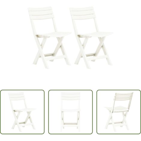 vidaXL Sedie pieghevoli - Sedie da Giardino Pieghevoli 2 pz in Plastica Bianche
