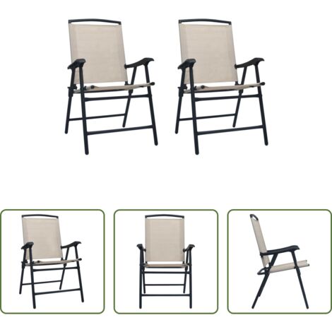vidaXL Sedie pieghevoli -  Sedie da Giardino Pieghevoli 2 pz in Textilene Crema