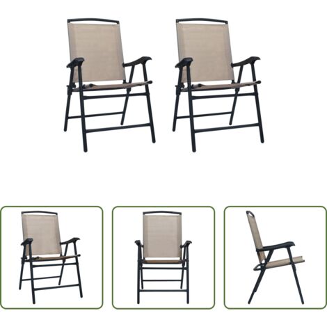 vidaXL Sedie pieghevoli -  Sedie da Giardino Pieghevoli 2 pz in Textilene Grigio Talpa