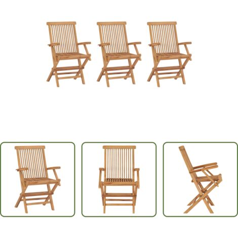 vidaXL Sedie pieghevoli -  Sedie da Giardino Pieghevoli 3 pz in Legno Massello di Teak