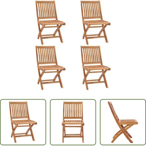 vidaXL Sedie pieghevoli -  Sedie da Giardino Pieghevoli 4 pz in Legno Massello di Teak
