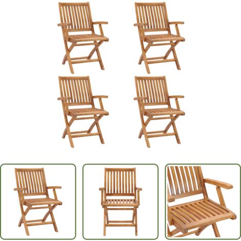 vidaXL Sedie pieghevoli -  Sedie da Giardino Pieghevoli 4 pz in Legno Massello di Teak