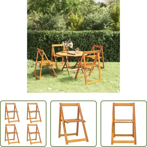 vidaXL Sedie pieghevoli -  Sedie da Giardino Pieghevoli 4pz in Legno Massello di Acacia