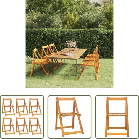 vidaXL Sedie pieghevoli -  Sedie da Giardino Pieghevoli 6 pz in Legno Massello di Acacia
