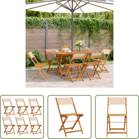 vidaXL Sedie pieghevoli -  Sedie da Giardino Pieghevoli 6pz Beige Tessuto e Legno Massello