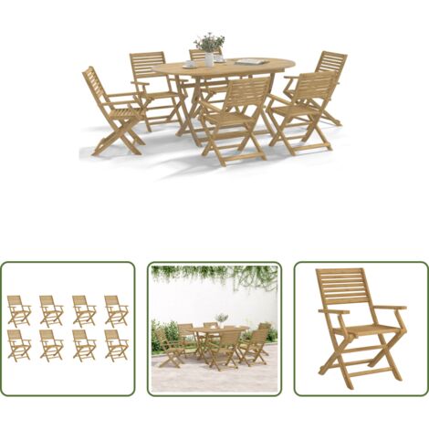 vidaXL Sedie pieghevoli -  Sedie Giardino Pieghevoli 8pz 54,5x61,5x86,5 cm Massello Acacia