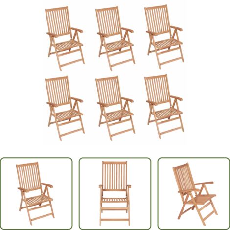 vidaXL Sedie pieghevoli -  Sedie Reclinabili da Giardino 6 pz in Legno Massello di Teak