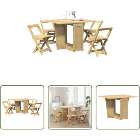 vidaXL Sedie pieghevoli -  Set da Pranzo 5 pz Corona Pieghevole Marrone Cera in Pino