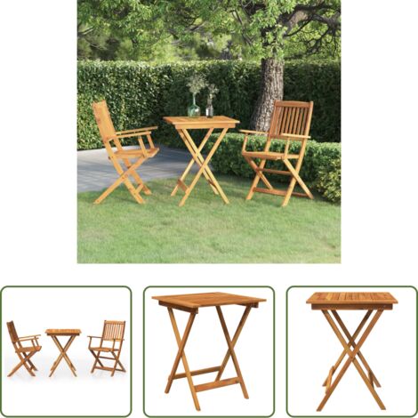 vidaXL Sedie pieghevoli -  Set da Pranzo da Giardino 3 pz Pieghevole in Massello di Acacia