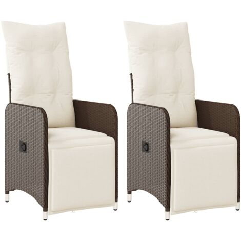 vidaXL Sedie Reclinabili Giardino 2pz con Cuscini Marrone Polyrattan