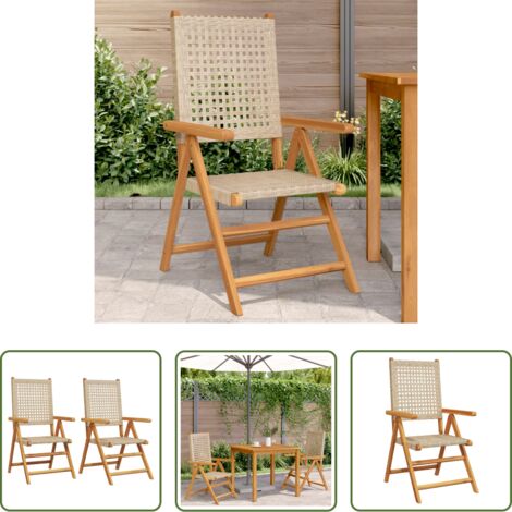 vidaXL Sedie reclinabili -  Sedie da Giardino 2 pz Beige Legno Massello Acacia e Polyrattan
