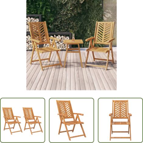 vidaXL Sedie reclinabili -  Sedie da Giardino Reclinabili 2 pz Legno Massello di Acacia
