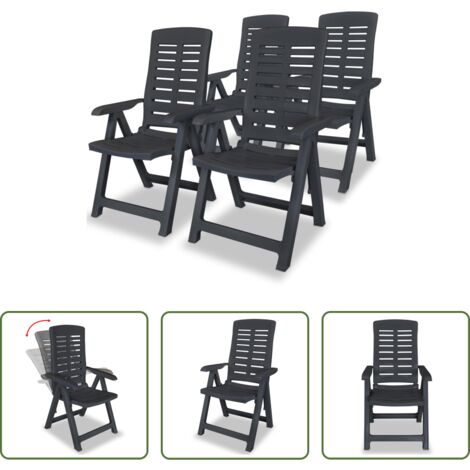 vidaXL Sedie reclinabili -  Sedie Reclinabili Giardino 4 pz in Plastica Antracite