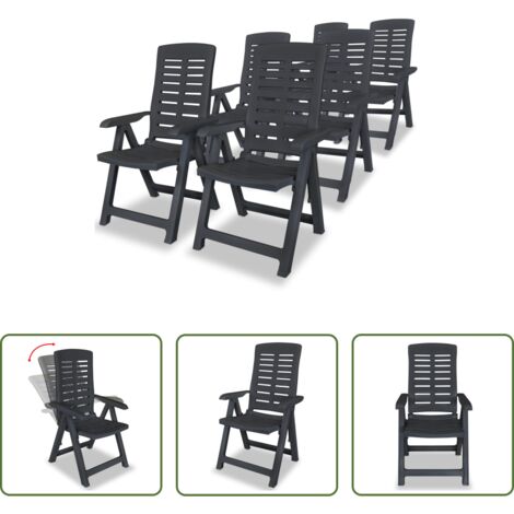 vidaXL Sedie reclinabili -  Sedie Reclinabili Giardino 6 pz in Plastica Antracite