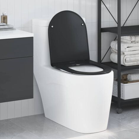 vidaXL Sedile del WC con rilascio rapido Nero 44 x 36.4 x 3.4 cm
